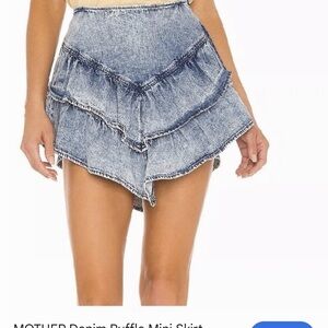 MOTHER Light Blue Denim Skirt with Black Brand Patch